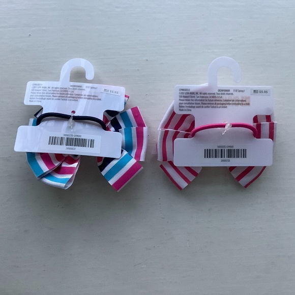 Striped Ponytail Holder Bows Set of 2 - Picture 4 of 4